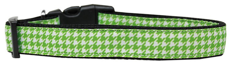 Lime Green Houndstooth Nylon Cat Collar